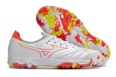 Men's Mizuno Morelia Neo TF Artificial Turf Low-Tops Football Shoes - White/Red/Yellow