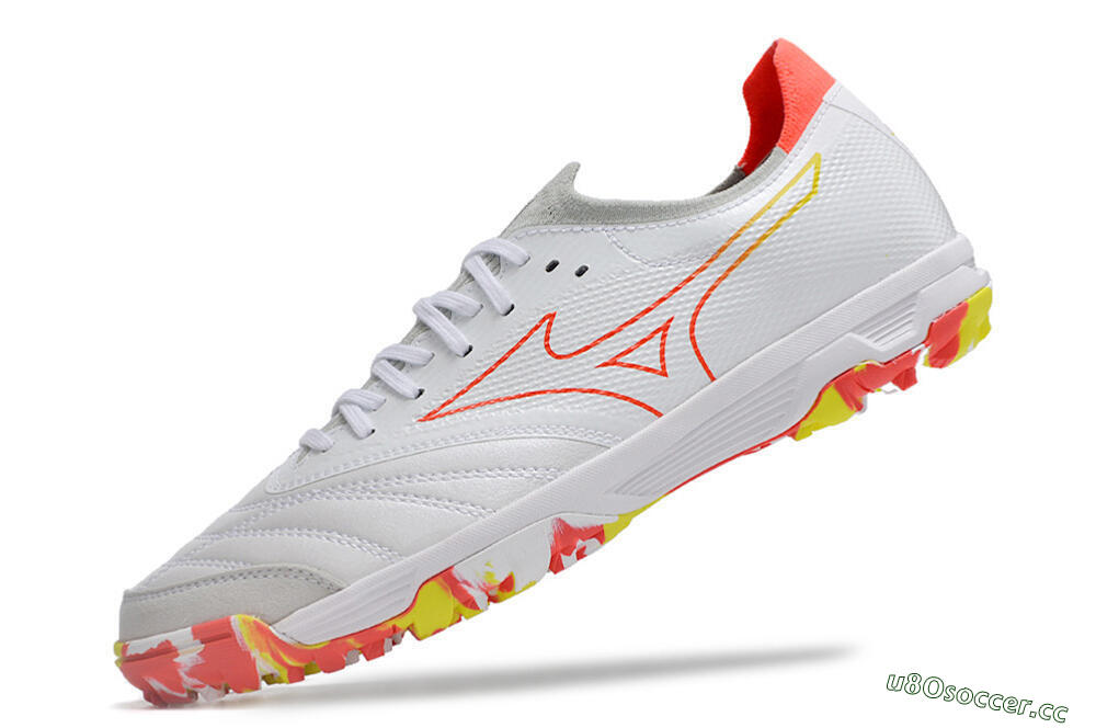 Men's Mizuno Morelia Neo TF Artificial Turf Low-Tops Football Shoes - White/Red/Yellow 4
