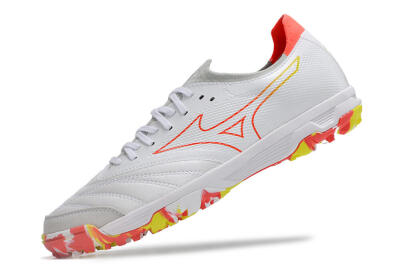 Men's Mizuno Morelia Neo TF Artificial Turf Low-Tops Football Shoes - White/Red/Yellow