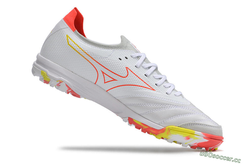 Men's Mizuno Morelia Neo TF Artificial Turf Low-Tops Football Shoes - White/Red/Yellow 5