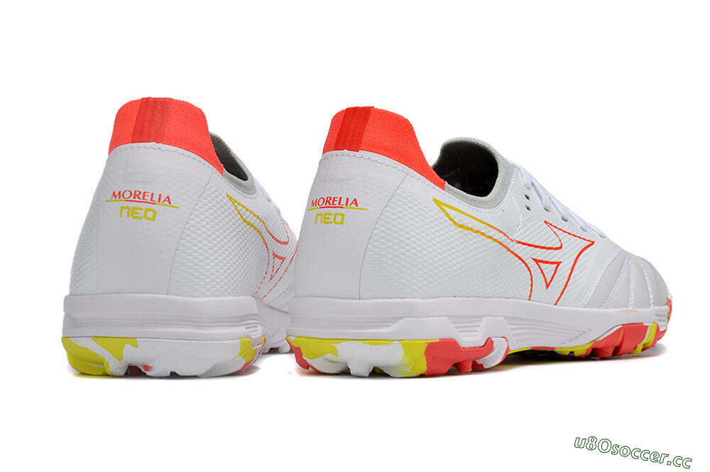 Men's Mizuno Morelia Neo TF Artificial Turf Low-Tops Football Shoes - White/Red/Yellow 6