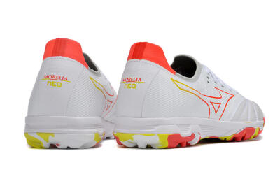 Men's Mizuno Morelia Neo TF Artificial Turf Low-Tops Football Shoes - White/Red/Yellow