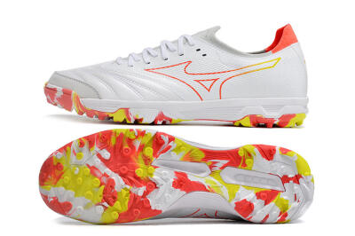Men's Mizuno Morelia Neo TF Artificial Turf Low-Tops Football Shoes - White/Red/Yellow