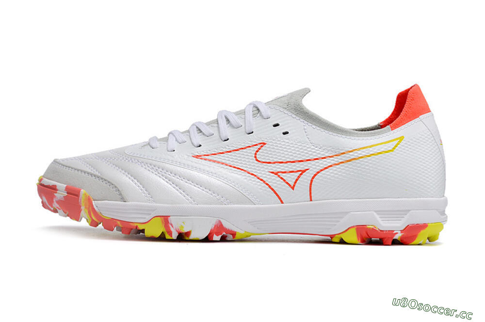 Men's Mizuno Morelia Neo TF Artificial Turf Low-Tops Football Shoes - White/Red/Yellow 0
