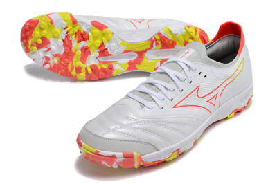 Men's Mizuno Morelia Neo TF Artificial Turf Low-Tops Football Shoes - White/Red/Yellow