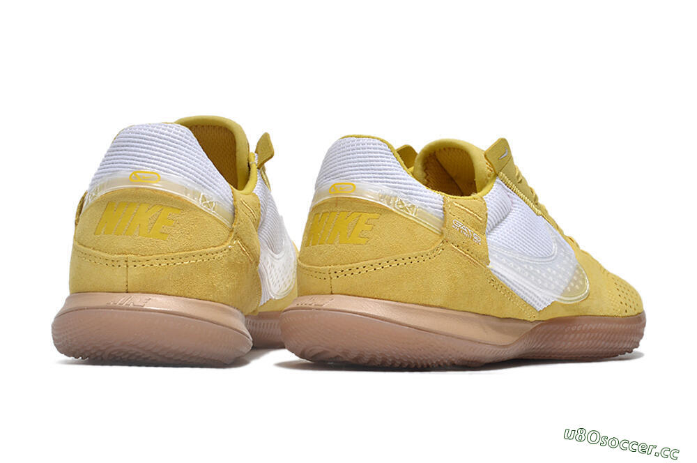 Men's Nike Street Gato IC Indoor & Futsal Low-Tops Football Shoes - White/Yellow/Brown 4