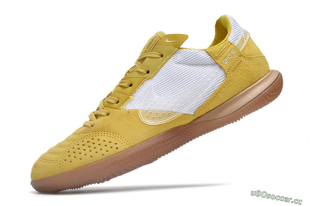 Men's Nike Street Gato IC Indoor & Futsal Low-Tops Football Shoes - White/Yellow/Brown 6