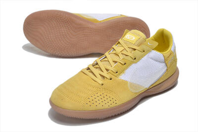Men's Nike Street Gato IC Indoor & Futsal Low-Tops Football Shoes - White/Yellow/Brown