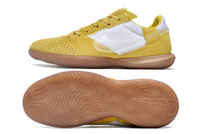 Men's Nike Street Gato IC Indoor & Futsal Low-Tops Football Shoes - White/Yellow/Brown