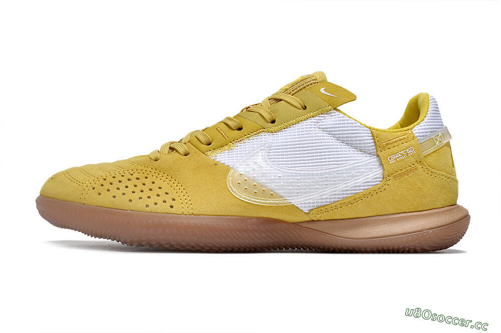 Men's Nike Street Gato IC Indoor & Futsal Low-Tops Football Shoes - White/Yellow/Brown 0