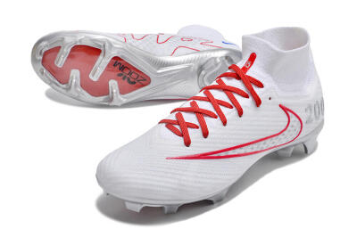 Unisex Nike Air Zoom Mercurial Superfly 9 Elite FG Firm Ground High-Tops Football Boots - White/Red/Silver