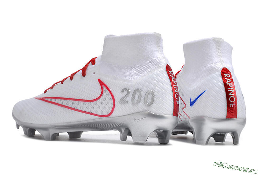 Unisex Nike Air Zoom Mercurial Superfly 9 Elite FG Firm Ground High-Tops Football Boots - White/Red/Silver 4