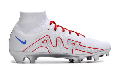 Unisex Nike Air Zoom Mercurial Superfly 9 Elite FG Firm Ground High-Tops Football Boots - White/Red/Silver