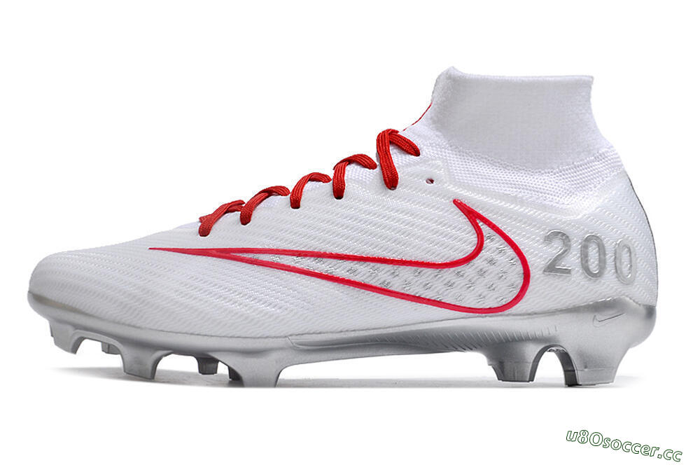 Unisex Nike Air Zoom Mercurial Superfly 9 Elite FG Firm Ground High-Tops Football Boots - White/Red/Silver 0