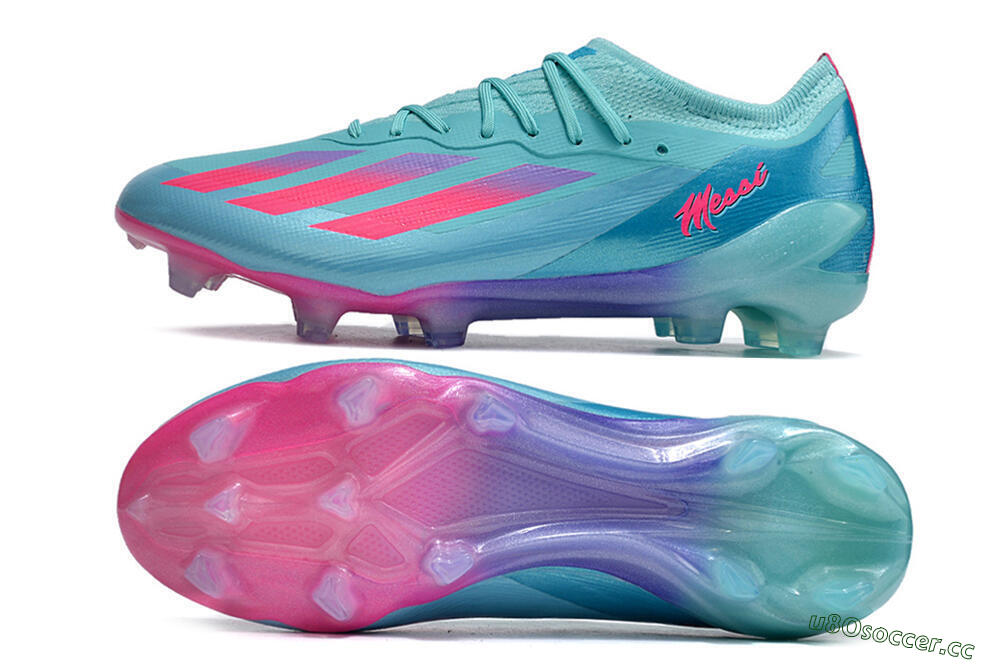 Men's Adidas X Crazyfast.1 Messi.1 FG Firm Ground Low-Tops Football Boots - Blue/Pink/Purple 1