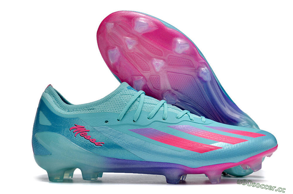 Men's Adidas X Crazyfast.1 Messi.1 FG Firm Ground Low-Tops Football Boots - Blue/Pink/Purple 2