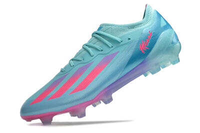 Men's Adidas X Crazyfast.1 Messi.1 FG Firm Ground Low-Tops Football Boots - Blue/Pink/Purple