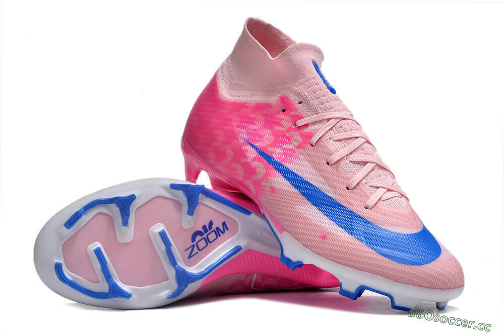 Unisex Nike Air Zoom Mercurial Superfly 9 Elite FG Firm Ground High-Tops Football Boots - Pink/Blue/White 3