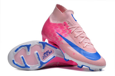 Unisex Nike Air Zoom Mercurial Superfly 9 Elite FG Firm Ground High-Tops Football Boots - Pink/Blue/White
