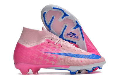 Unisex Nike Air Zoom Mercurial Superfly 9 Elite FG Firm Ground High-Tops Football Boots - Pink/Blue/White