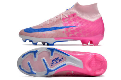 Unisex Nike Air Zoom Mercurial Superfly 9 Elite FG Firm Ground High-Tops Football Boots - Pink/Blue/White