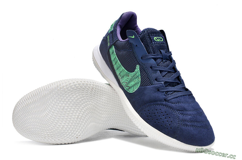 Men's Nike Street Gato IC Indoor & Futsal Low-Tops Football Shoes - Blue/Green/White 3