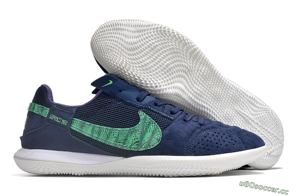 Men's Nike Street Gato IC Indoor & Futsal Low-Tops Football Shoes - Blue/Green/White 2