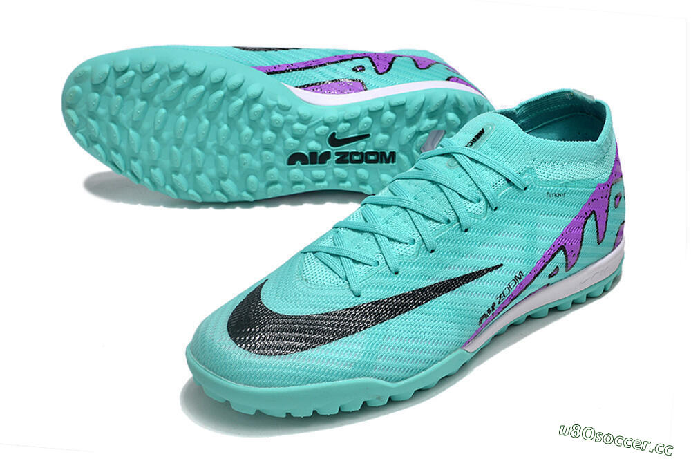 Unisex Nike Air Zoom Mercurial Vapor 15 Elite TF Artificial Turf Low-Tops Football Shoes - Turquoise/Black/White/Purple 3