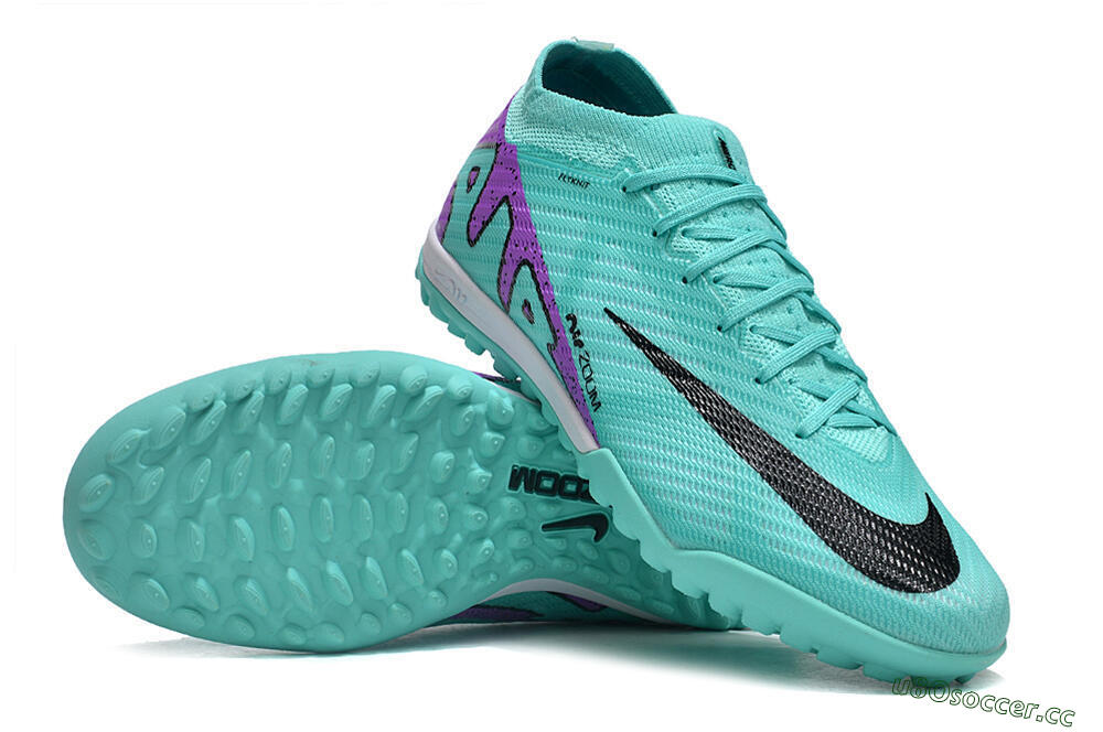 Unisex Nike Air Zoom Mercurial Vapor 15 Elite TF Artificial Turf Low-Tops Football Shoes - Turquoise/Black/White/Purple 4