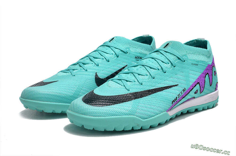Unisex Nike Air Zoom Mercurial Vapor 15 Elite TF Artificial Turf Low-Tops Football Shoes - Turquoise/Black/White/Purple 5