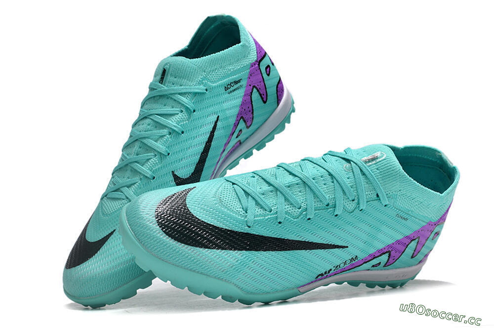 Unisex Nike Air Zoom Mercurial Vapor 15 Elite TF Artificial Turf Low-Tops Football Shoes - Turquoise/Black/White/Purple 6