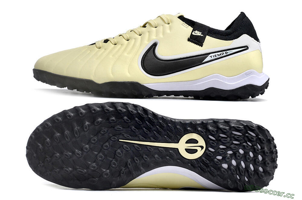 Men's Nike Tiempo Legend X Pro TF Artificial Turf Low-Tops Football Shoes - Beige/Black/White 1
