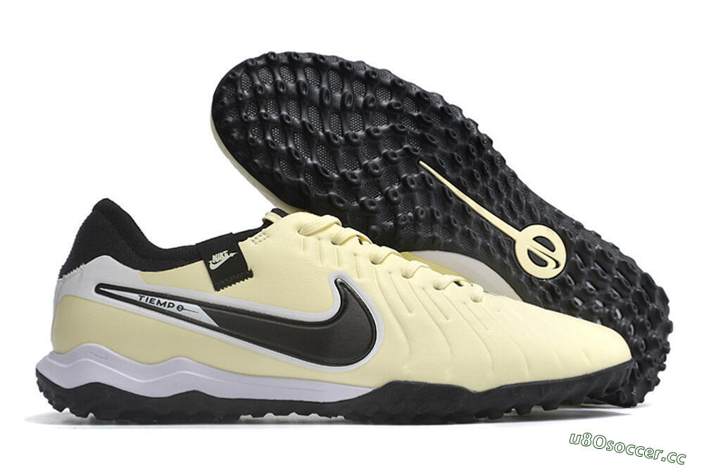 Men's Nike Tiempo Legend X Pro TF Artificial Turf Low-Tops Football Shoes - Beige/Black/White 2