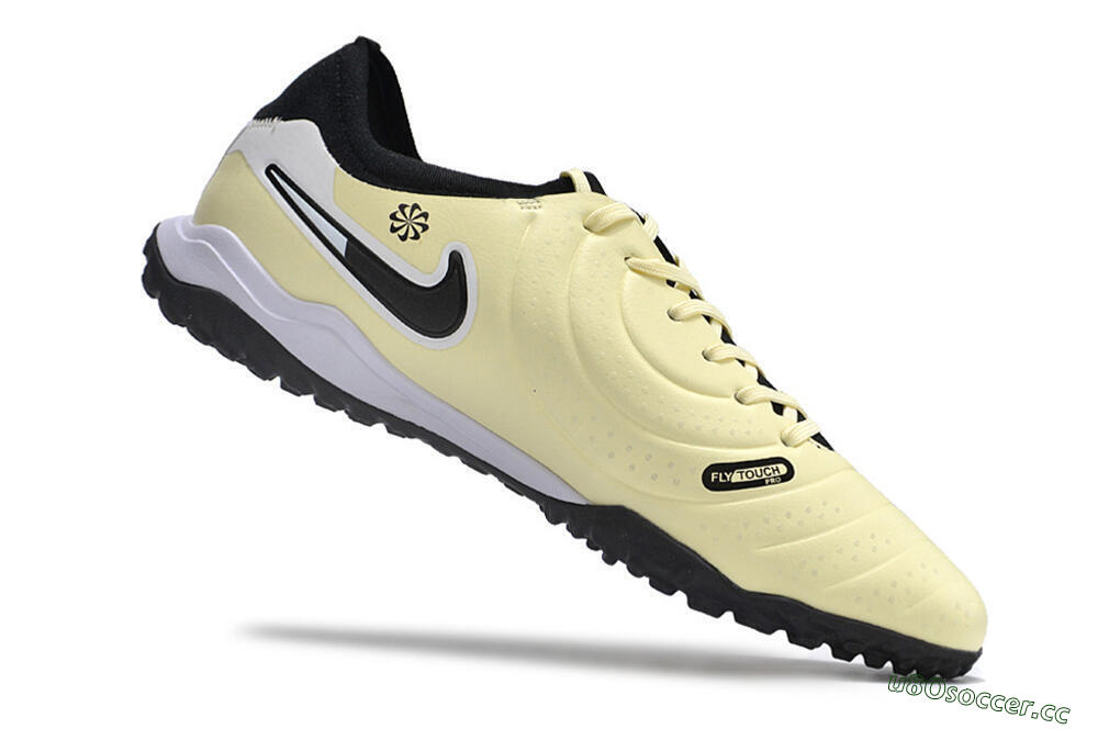 Men's Nike Tiempo Legend X Pro TF Artificial Turf Low-Tops Football Shoes - Beige/Black/White 4