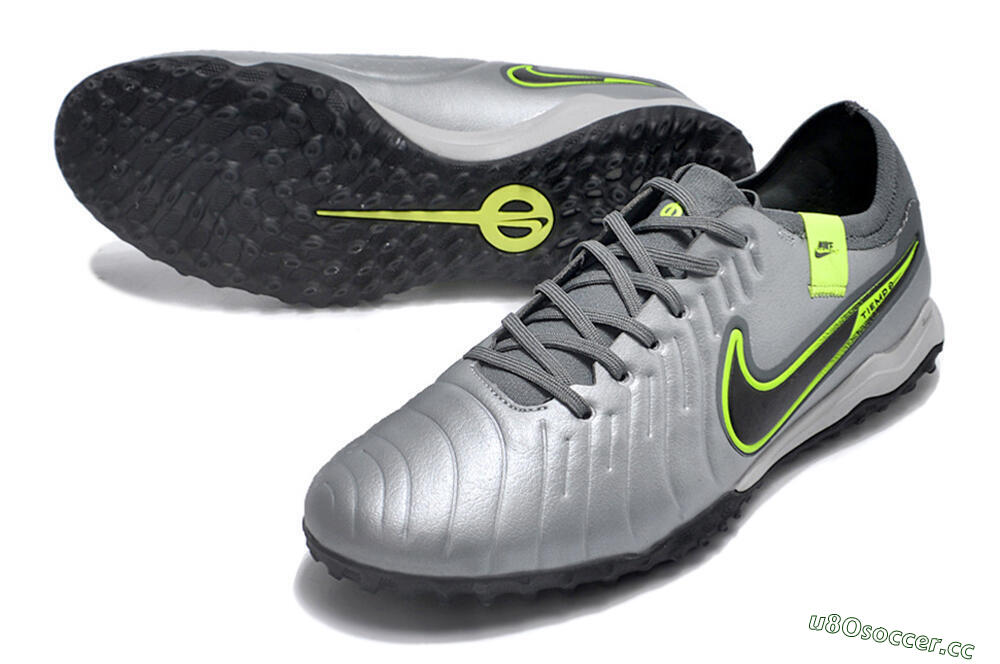 Men's Nike Tiempo Legend X Pro TF Artificial Turf Low-Tops Football Shoes - Silver/Black/Yellow 3