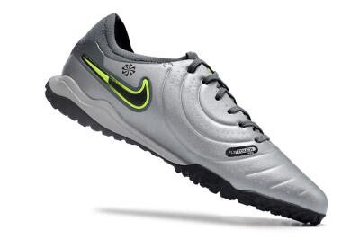 Men's Nike Tiempo Legend X Pro TF Artificial Turf Low-Tops Football Shoes - Silver/Black/Yellow