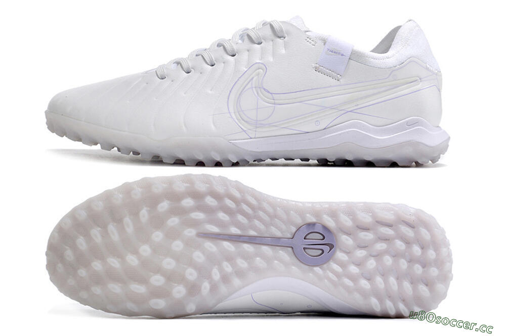 Men's Nike Tiempo Legend X Pro TF Artificial Turf Low-Tops Football Shoes - White/Purple 1