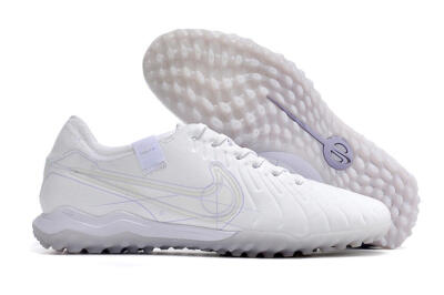 Men's Nike Tiempo Legend X Pro TF Artificial Turf Low-Tops Football Shoes - White/Purple