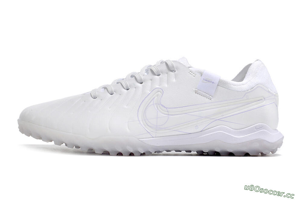 Men's Nike Tiempo Legend X Pro TF Artificial Turf Low-Tops Football Shoes - White/Purple 0