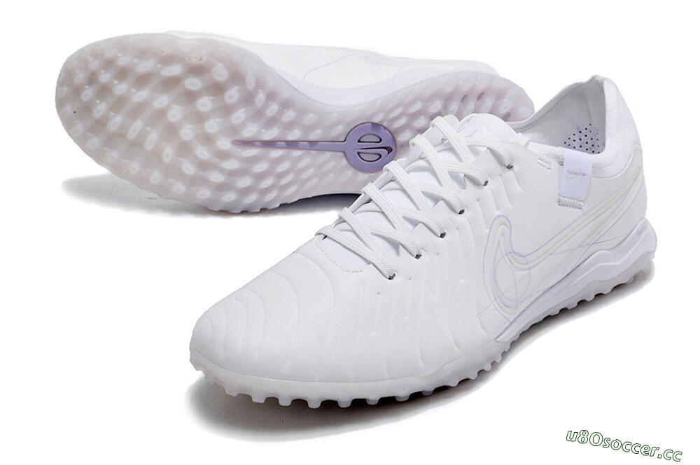 Men's Nike Tiempo Legend X Pro TF Artificial Turf Low-Tops Football Shoes - White/Purple 3