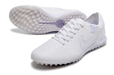 Men's Nike Tiempo Legend X Pro TF Artificial Turf Low-Tops Football Shoes - White/Purple