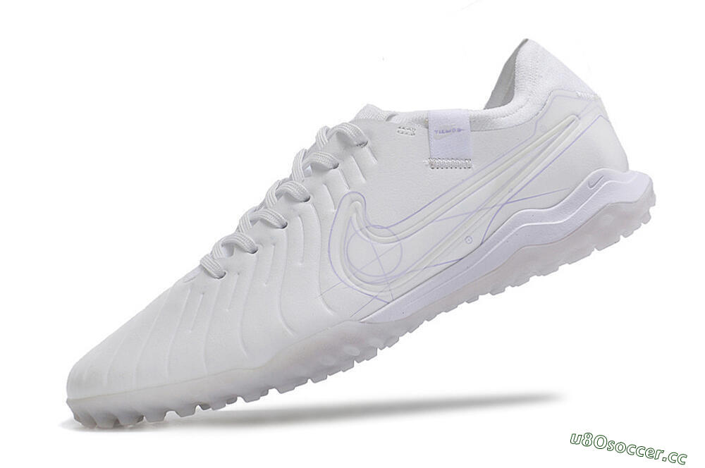 Men's Nike Tiempo Legend X Pro TF Artificial Turf Low-Tops Football Shoes - White/Purple 5
