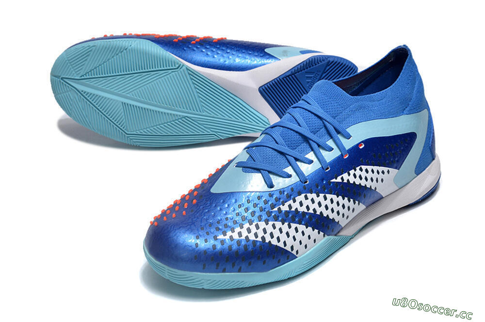 Men's Adidas Predator Accuracy.1 IC Indoor & Futsal High-Tops Football Shoes - Blue/White/Orange 3
