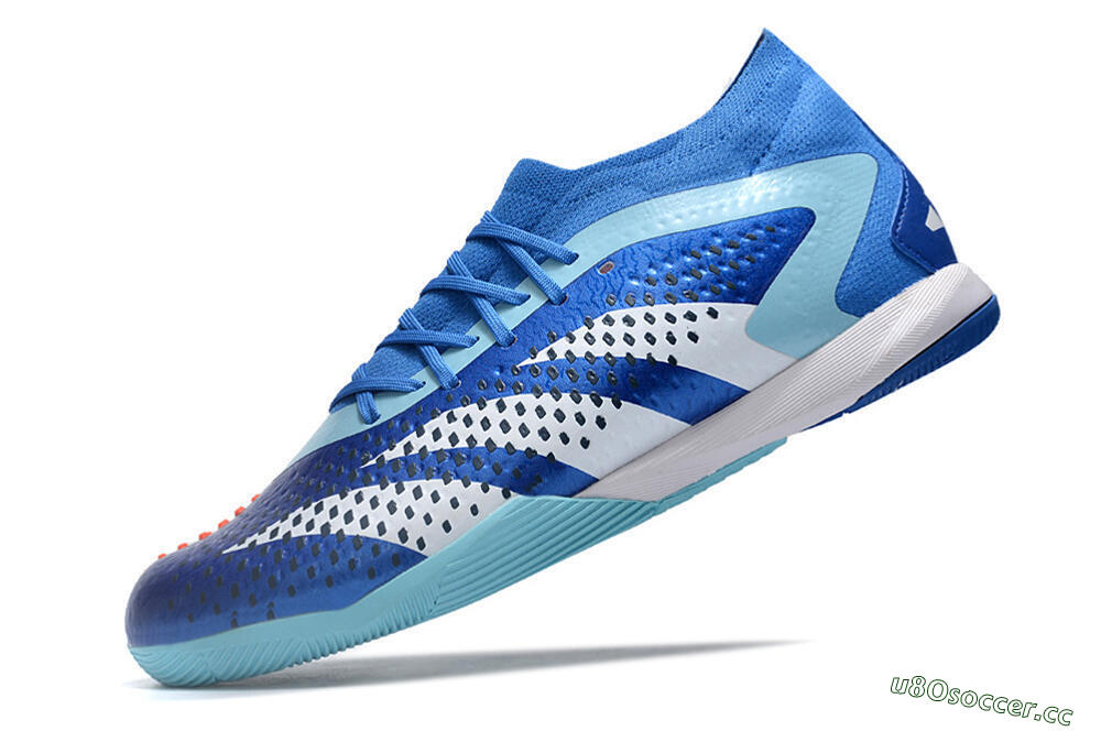 Men's Adidas Predator Accuracy.1 IC Indoor & Futsal High-Tops Football Shoes - Blue/White/Orange 5
