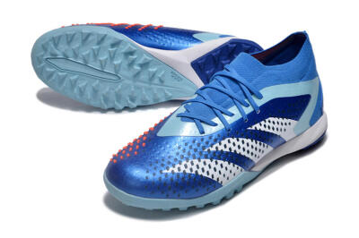 Men's Adidas Predator Accuracy.1 TF Artificial Turf High-Tops Football Shoes - Blue/White/Orange