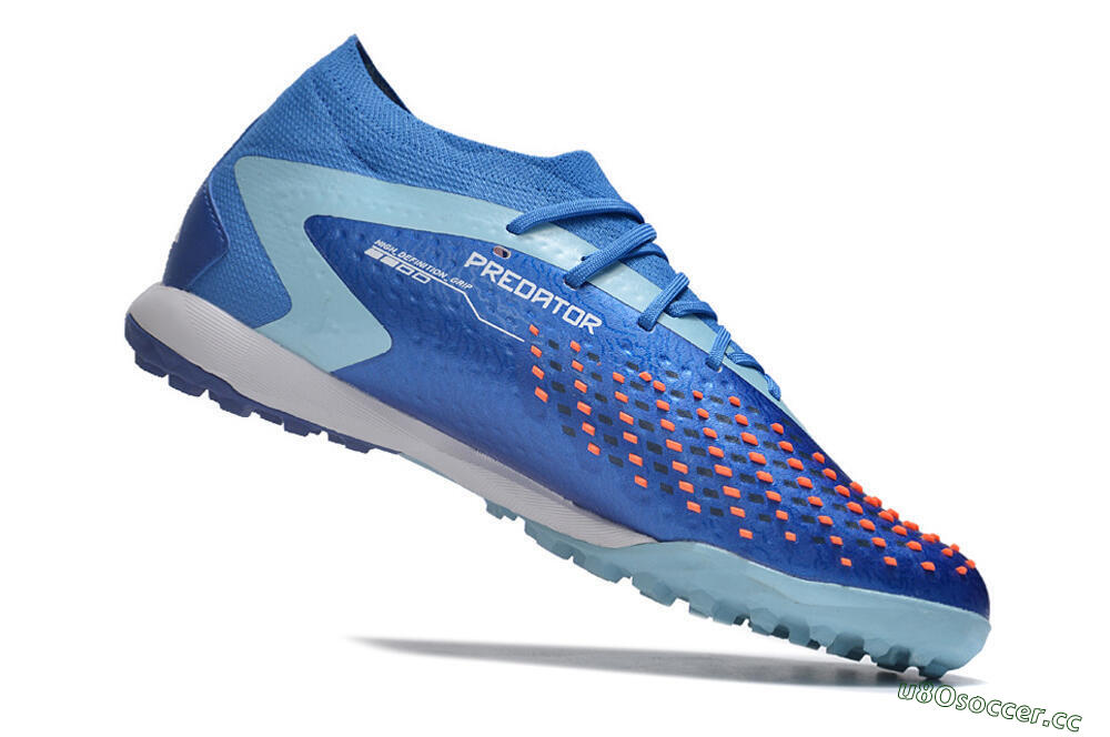 Men's Adidas Predator Accuracy.1 TF Artificial Turf High-Tops Football Shoes - Blue/White/Orange 4