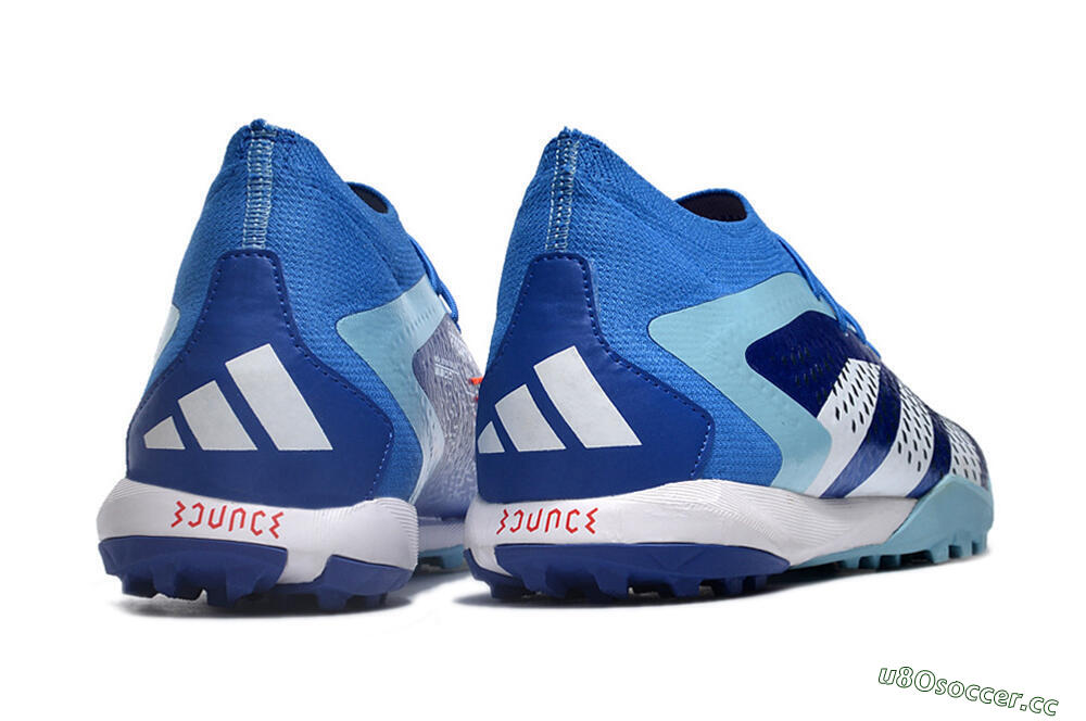 Men's Adidas Predator Accuracy.1 TF Artificial Turf High-Tops Football Shoes - Blue/White/Orange 6