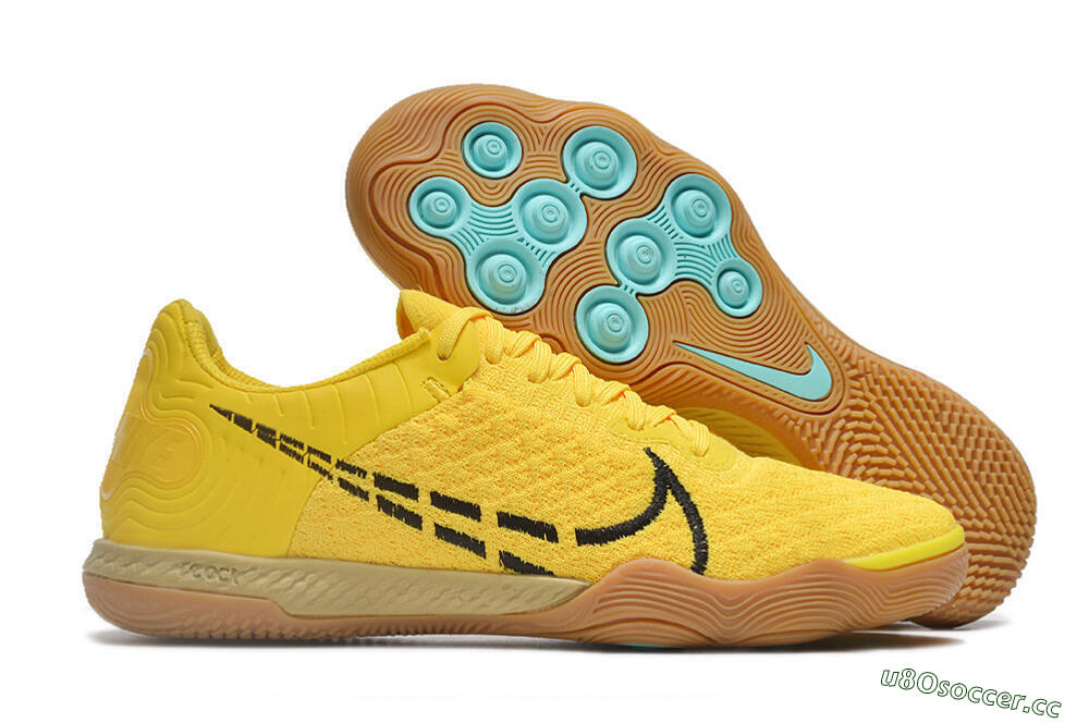 Men's Nike React Gato IC Indoor & Futsal Low-Tops Football Shoes - Yellow/Black/Brown 2