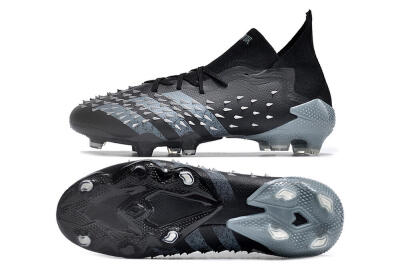 Unisex Adidas Predator Freak.1 FG Firm Ground Low-Tops Football Boots - Black/White/Grey