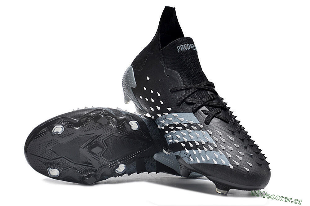 Unisex Adidas Predator Freak.1 FG Firm Ground Low-Tops Football Boots - Black/White/Grey 3